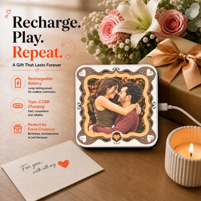 Personalized Musical Fridge Magnet Custom with Photo & Any Song Anniversary & Birthday Gift for Girlfriend, Boyfriend, Husband & Wife Playable Song Magnet